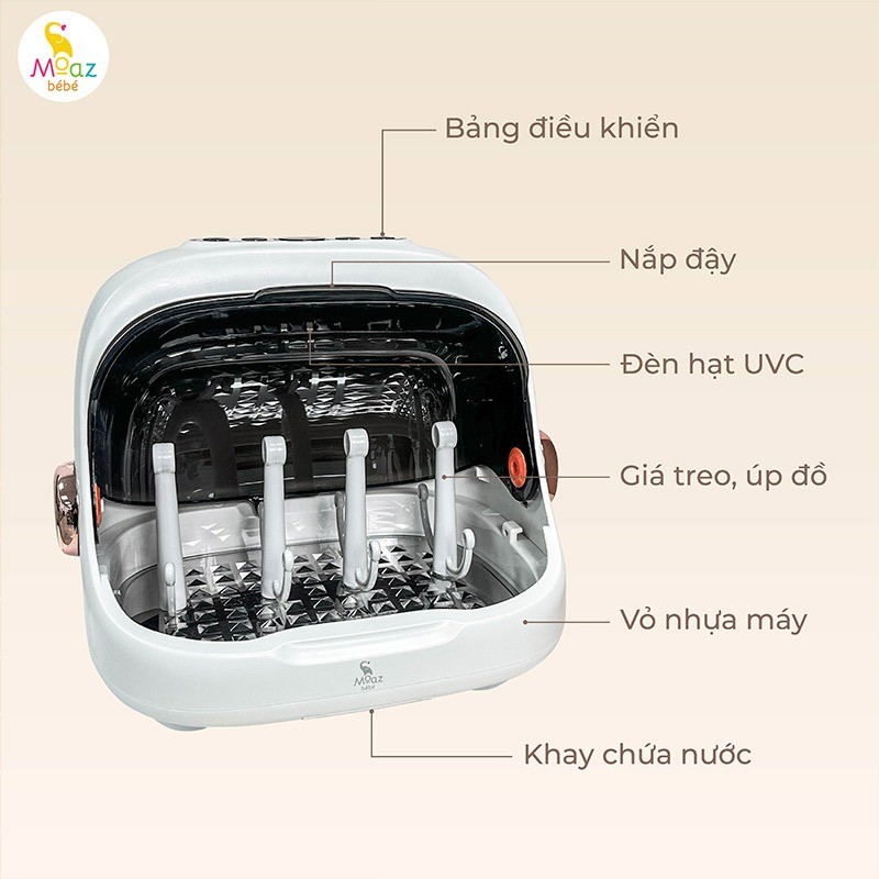 MÁY ÚP BÌNH SỮA TIỆT TRÙNG SẤY KHÔ TIA UV MOAZ BEBE MB-044 PLUS