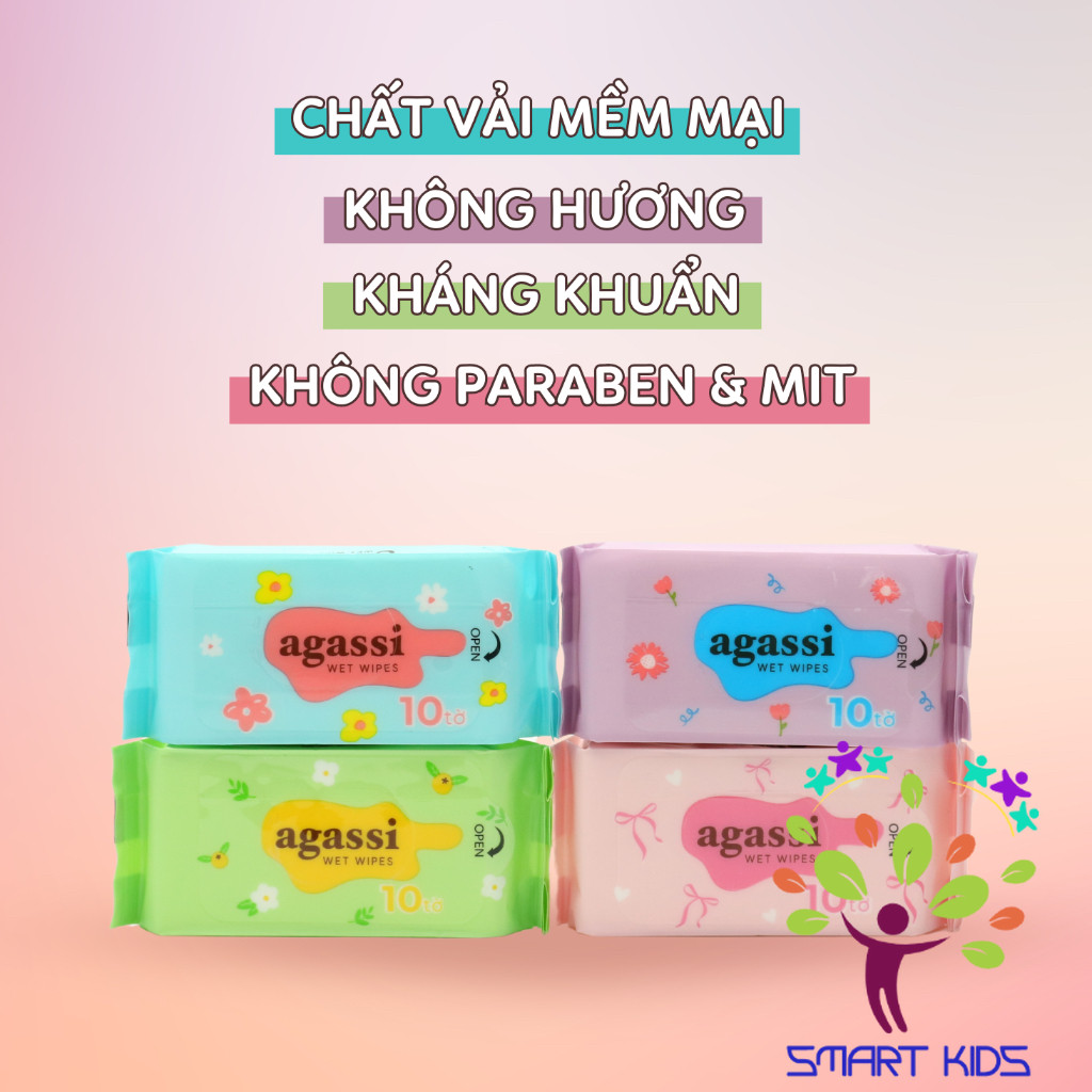 Khăn ướt Mini Agassi Lốc 8 Gói (80 Tờ)