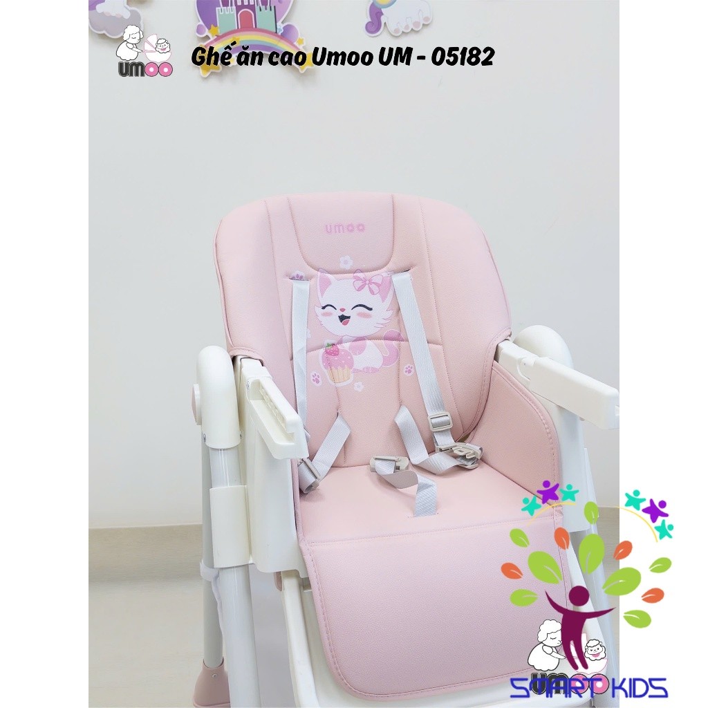 Ghế Ăn Dặm Chân Cao Umoo UM-05182 Có Bánh - 4 Nấc Ngả - 4 Nấc Cao