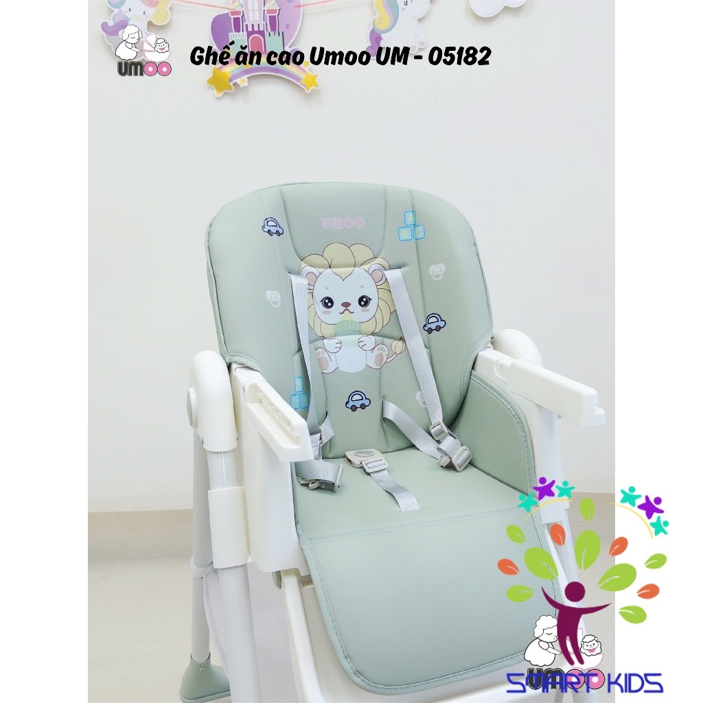 Ghế Ăn Dặm Chân Cao Umoo UM-05182 Có Bánh - 4 Nấc Ngả - 4 Nấc Cao