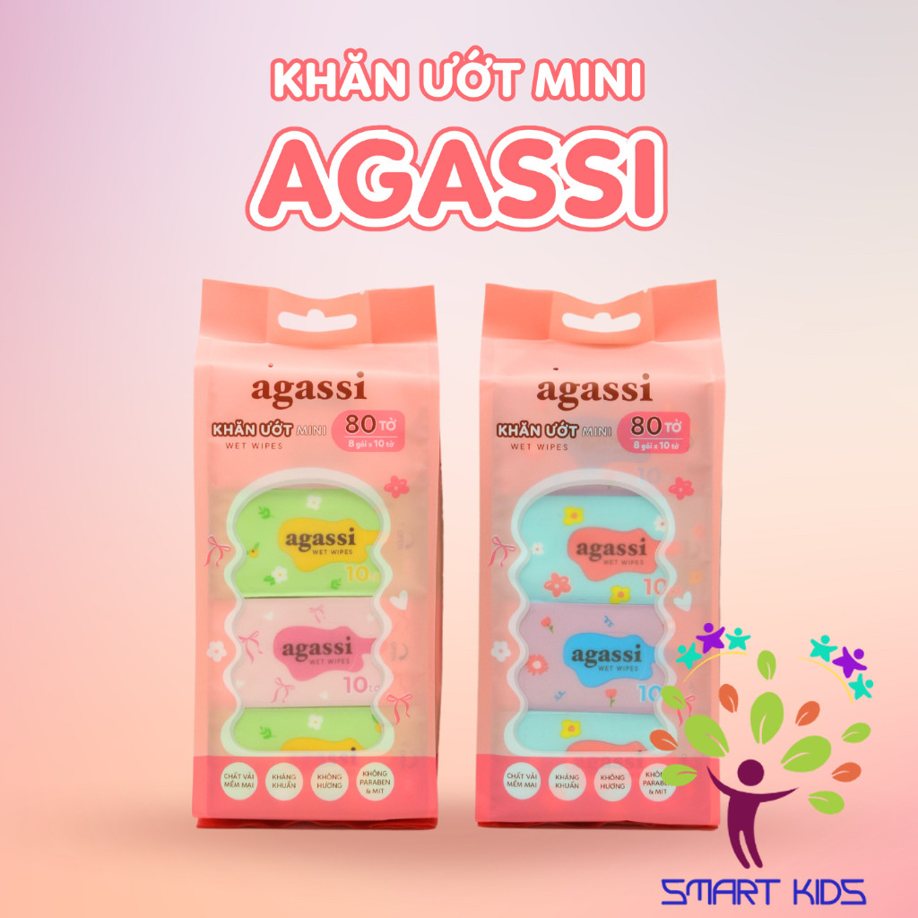 Khăn ướt Mini Agassi Lốc 8 Gói (80 Tờ)