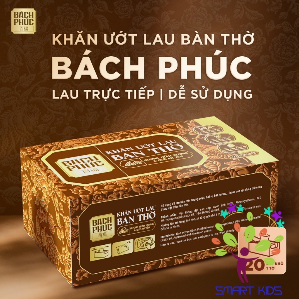 Khăn Lau Ban Thờ Bách Phúc, Khăn ướt Bao Sái Lau Ban Thờ Mùi Hương Trầm Và Hương Quế Sản Phẩm Mamamy