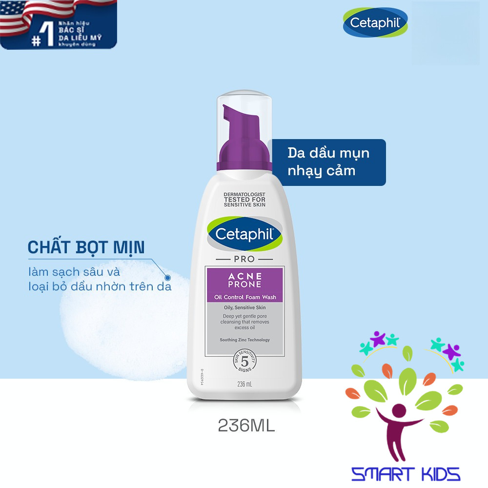 Sữa Rửa Mặt Cho Da Dầu Mụn Nhạy Cảm Cetaphil Pro Acne Prone Oil Control Foam Wash 236ml