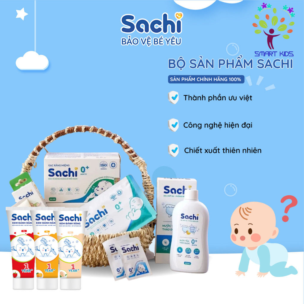 Kem đánh Răng Sachi Dạng Tuýp Giúp Làm Sạch, Ngừa Sâu Răng, Khử Mùi Hôi Miệng, An Toàn Cho Bé 60g