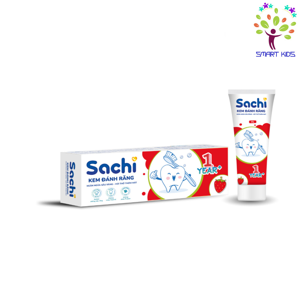 Kem đánh Răng Sachi Dạng Tuýp Giúp Làm Sạch, Ngừa Sâu Răng, Khử Mùi Hôi Miệng, An Toàn Cho Bé 60g