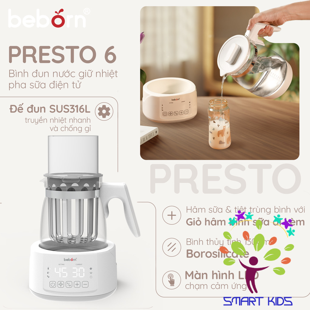 Bình đun Nước Giữ Nhiệt Pha Sữa điện Tử Beborn Presto 6 K06HP