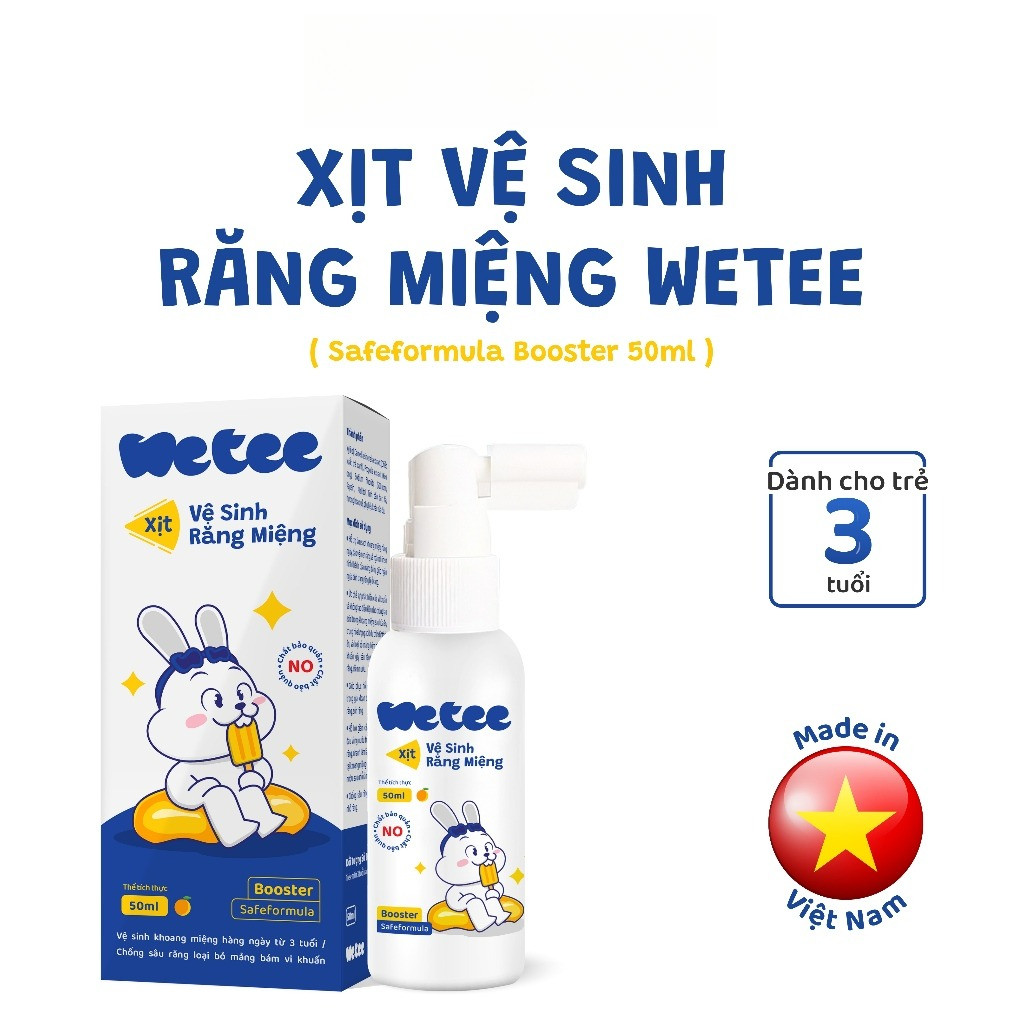 Xịt Vệ Sinh Răng Miệng Wetee Safeformula Cho Bé - Vị Ngọt, Nuốt Được Dành Cho Bé Từ 6 Tháng Tuổi