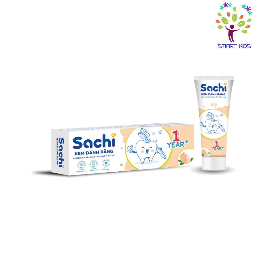 Kem đánh Răng Sachi Dạng Tuýp Giúp Làm Sạch, Ngừa Sâu Răng, Khử Mùi Hôi Miệng, An Toàn Cho Bé 60g