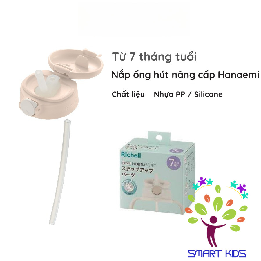 Bình sữa RICHELL Hanaemi chống sặc chất liệu nhựa PPSU và Thủy tinh
