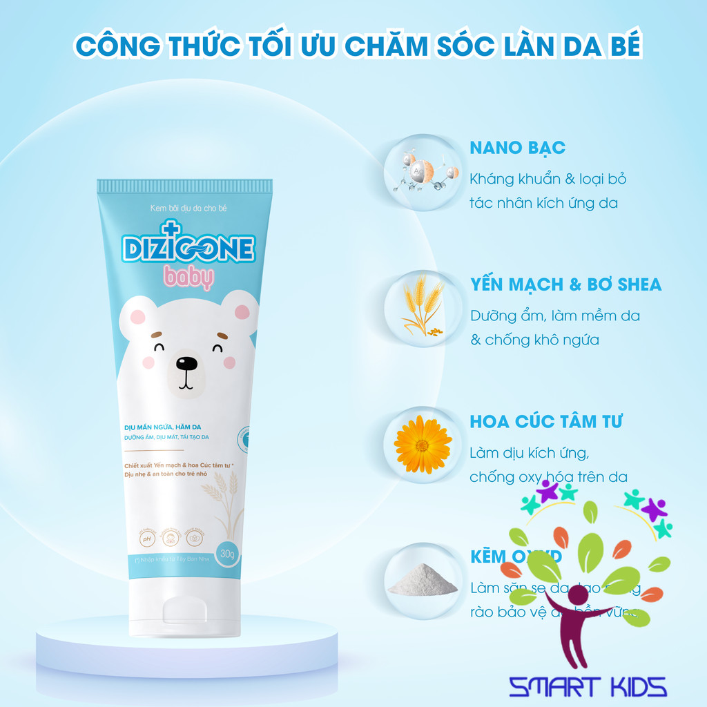 Kem Dizigone Baby Dịu Mẩn Ngứa, Ngừa Hăm Da, Bảo Vệ Và Phục Hồi Da Bé Tuýp 30g