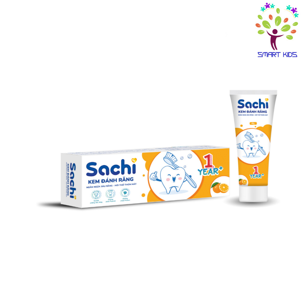 Kem đánh Răng Sachi Dạng Tuýp Giúp Làm Sạch, Ngừa Sâu Răng, Khử Mùi Hôi Miệng, An Toàn Cho Bé 60g