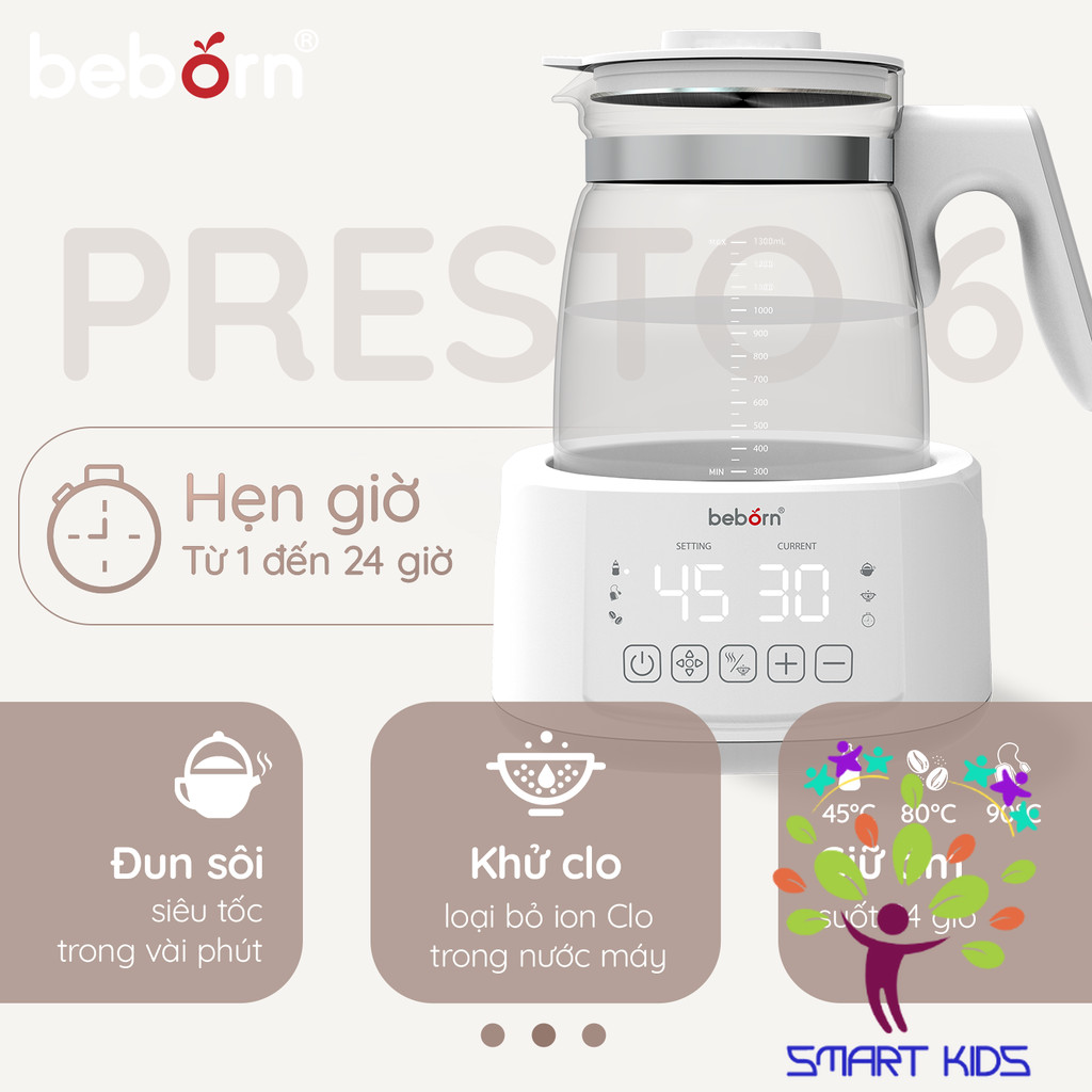 Bình đun Nước Giữ Nhiệt Pha Sữa điện Tử Beborn Presto 6 K06HP