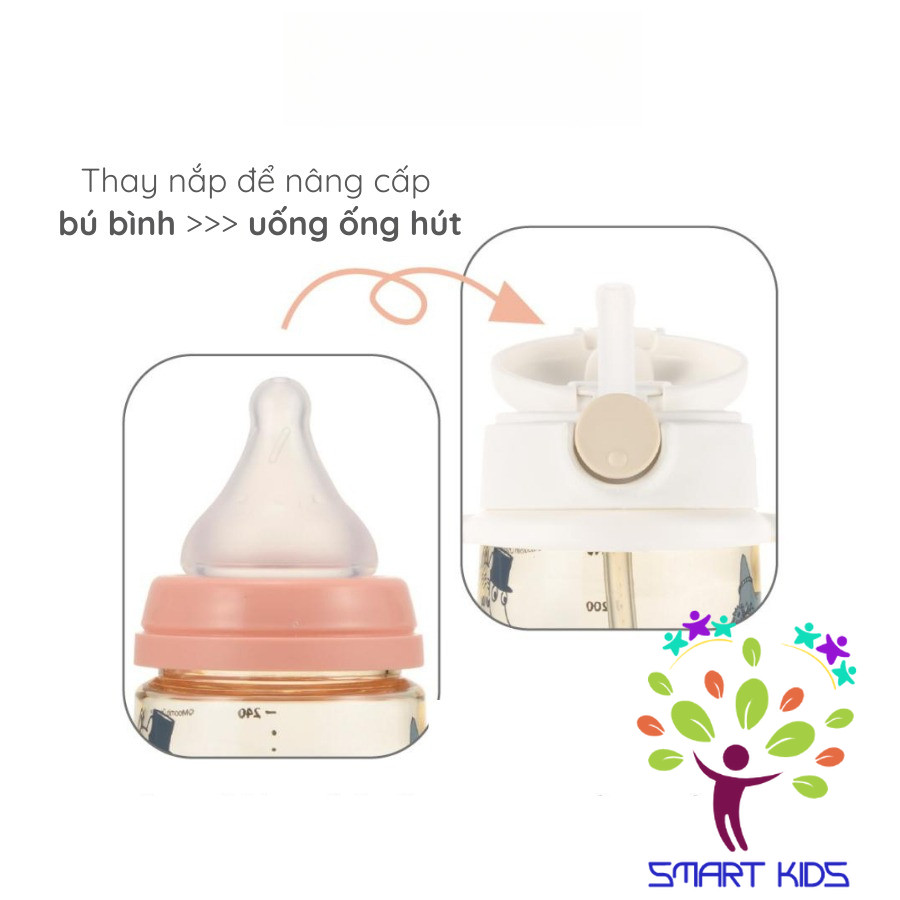 Bình sữa RICHELL Hanaemi chống sặc chất liệu nhựa PPSU và Thủy tinh