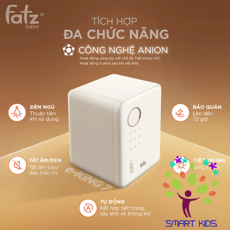 Máy Tiệt Trùng Sấy Khô Khử Mùi UVC-LED Công Nghệ Anion E-KING 7 Fatz Baby FB4732VN