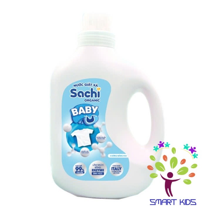 Nước Giặt Xả Sachi Organic Hương Thơm Dịu Nhẹ, Làm Sạch Vết Bẩn, Làm Mềm Và Giữ Bền Màu Vải An Toàn Cho Trẻ Nhỏ