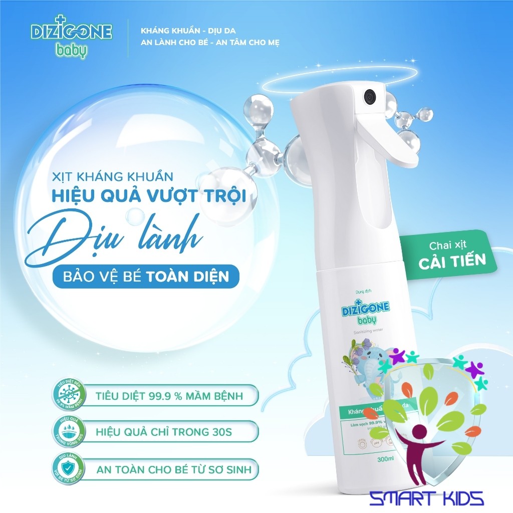 Xịt kháng khuẩn Dizigone Baby 300ml - Vệ sinh tay chân, đồ chơi, đồ dùng; phòng bệnh & bảo vệ bé