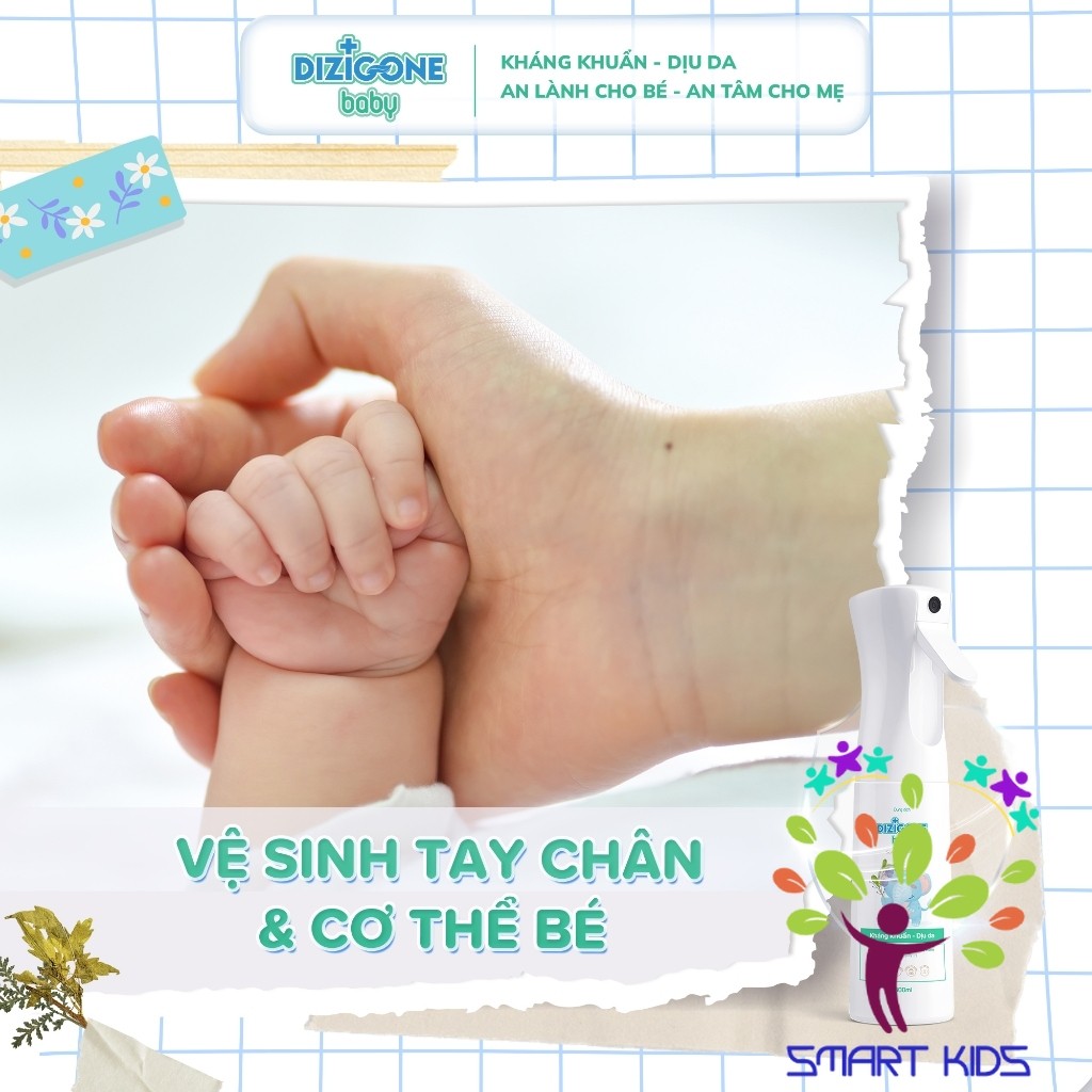 Xịt kháng khuẩn Dizigone Baby 300ml - Vệ sinh tay chân, đồ chơi, đồ dùng; phòng bệnh & bảo vệ bé