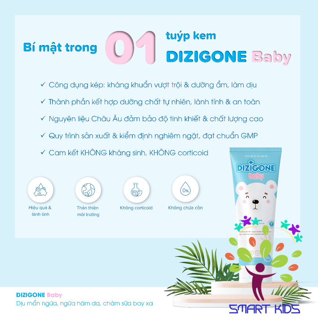 Kem Dizigone Baby Dịu Mẩn Ngứa, Ngừa Hăm Da, Bảo Vệ Và Phục Hồi Da Bé Tuýp 30g