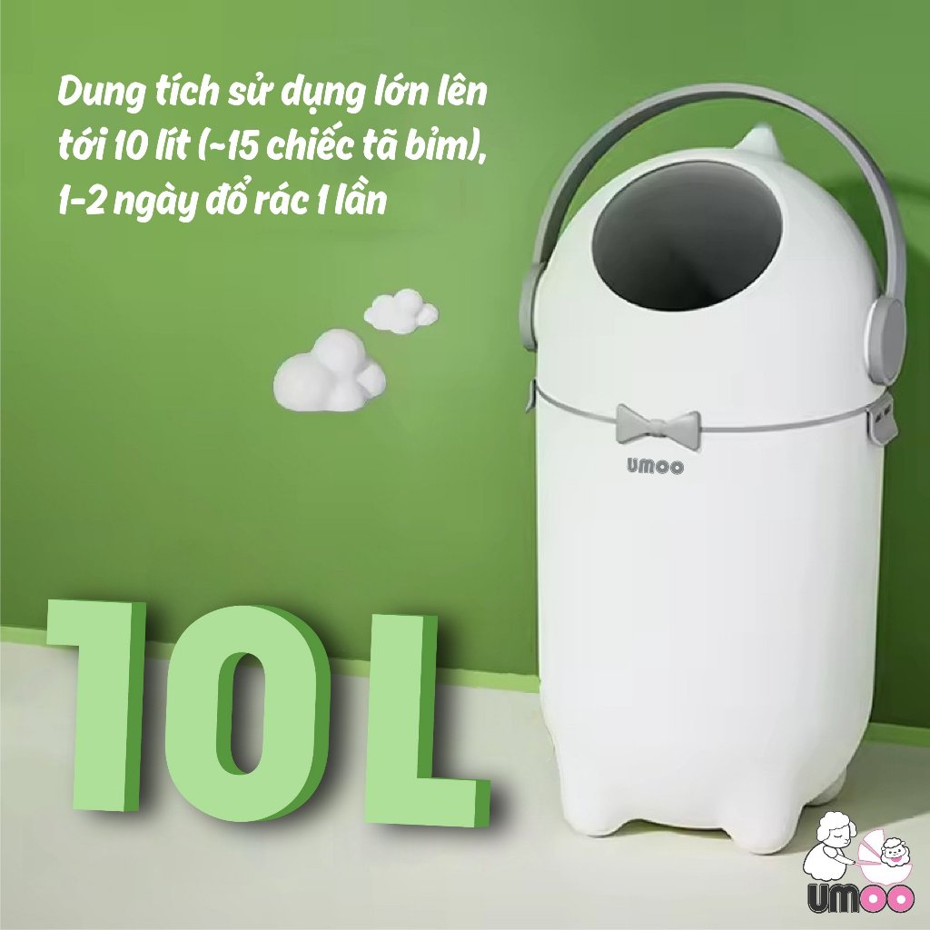 THÙNG RÁC XỬ LÝ TÃ BỈM CHÍNH HÃNG UMOO 10 LÍT UM-17173