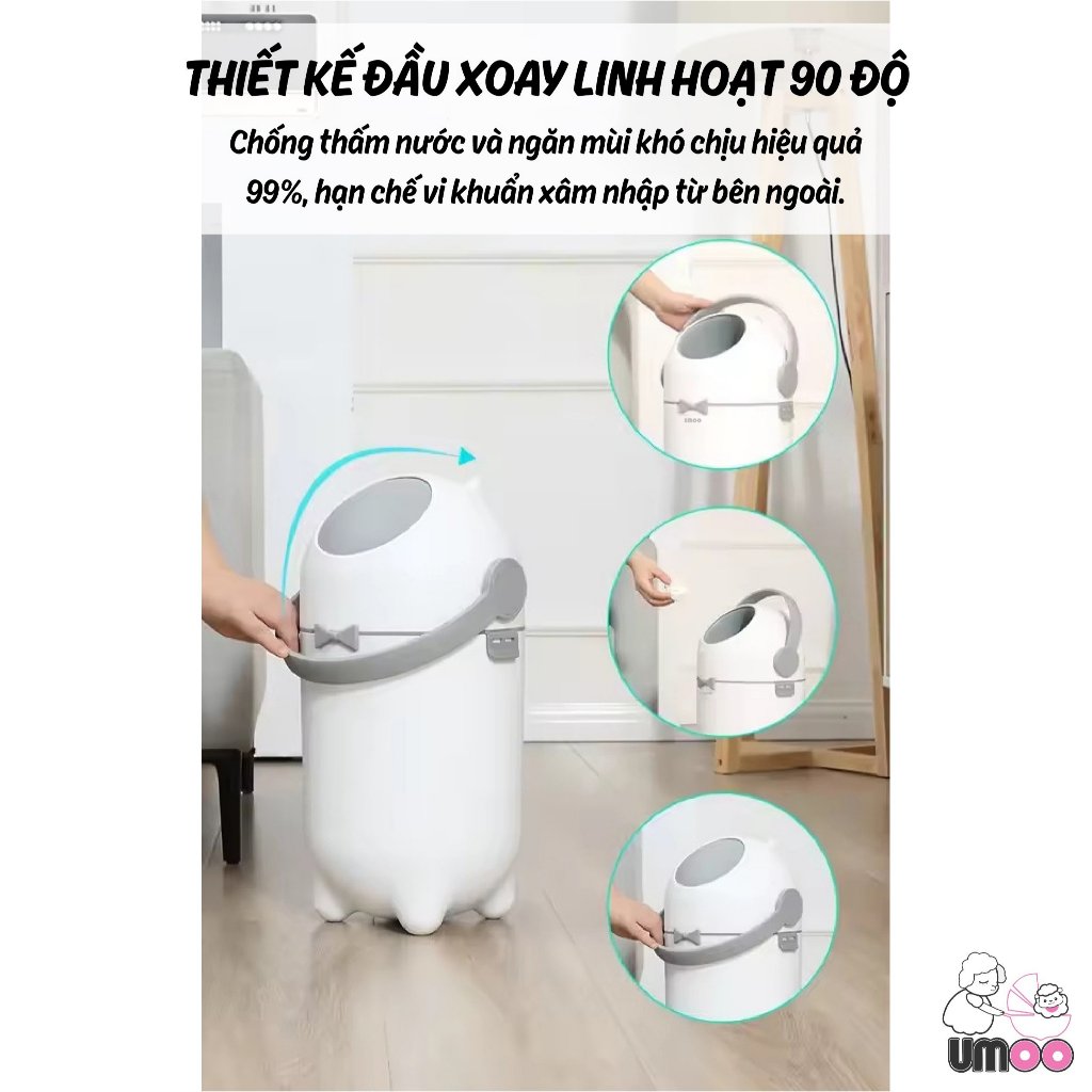 THÙNG RÁC XỬ LÝ TÃ BỈM CHÍNH HÃNG UMOO 10 LÍT UM-17173