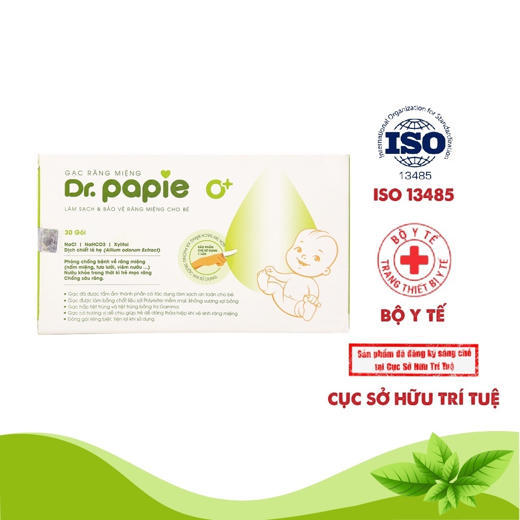 Gạc Rơ Lưỡi Dr Papie Vệ Sinh Răng Miệng Cho Bé Hộp 30 Gói