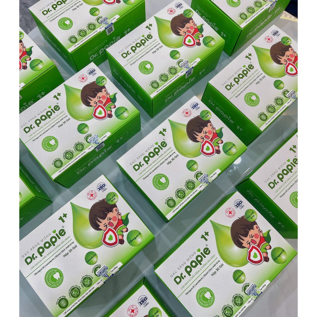Gạc Rơ Lưỡi Dr Papie Vệ Sinh Răng Miệng Cho Bé Hộp 30 Gói