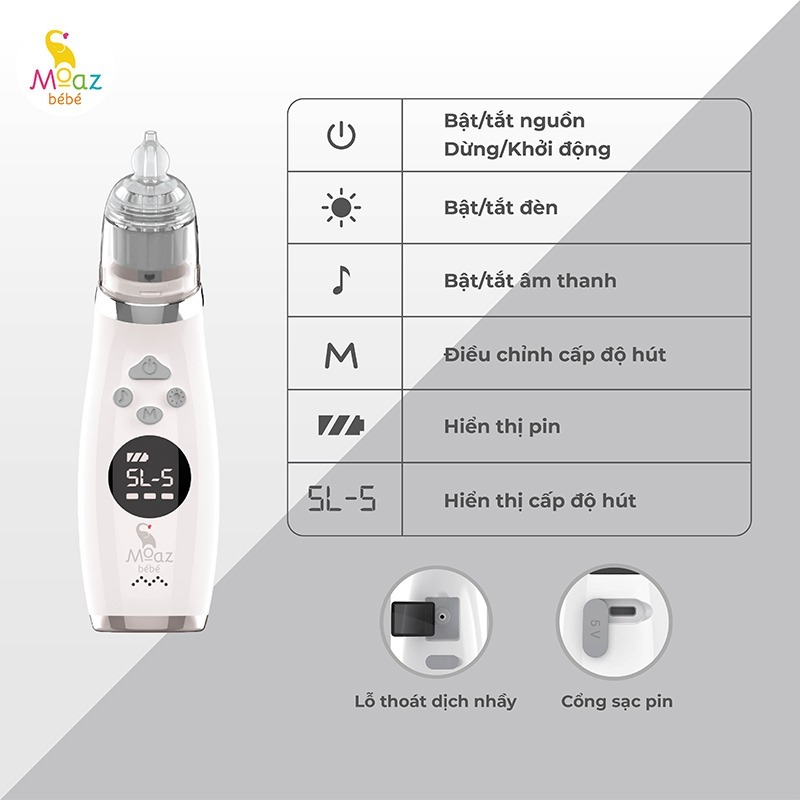 MÁY HÚT MŨI ĐIỆN TỬ MOAZ BÉBÉ MB-010 MB-095