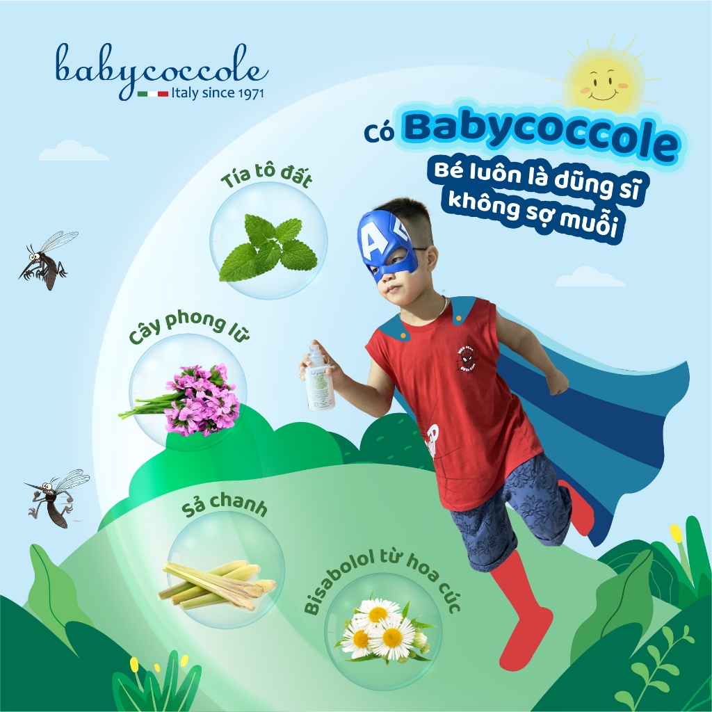 Xịt xua muỗi chiết xuất tía tô đất và cây phong lữ BABYCOCCOLE 125ml 0M+ dành cho bé