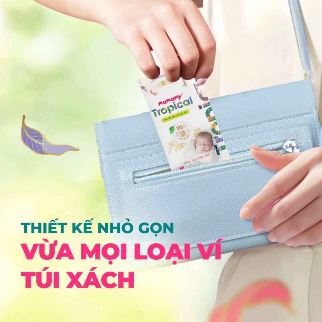Lốc 10 gói khăn ướt Mamamy Tropical 1 tờ tinh dầu cúc vạn thọ/không mùi