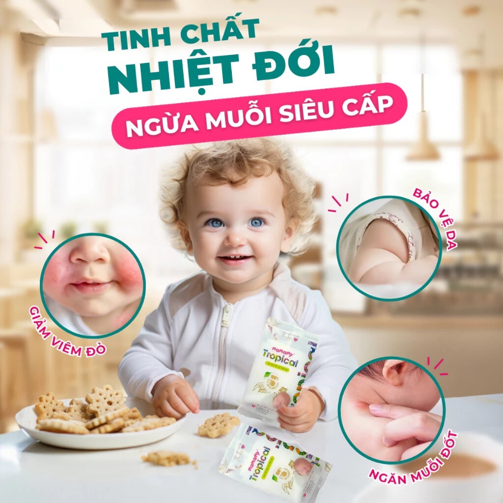 Lốc 10 gói khăn ướt Mamamy Tropical 1 tờ tinh dầu cúc vạn thọ/không mùi