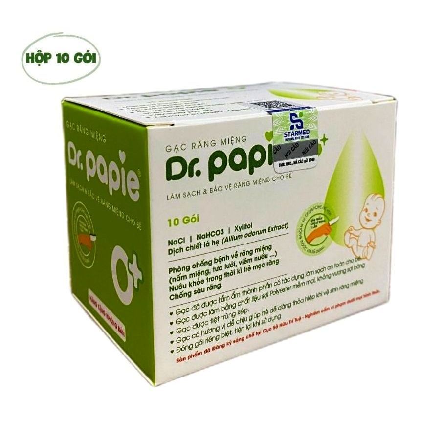 Gạc Rơ Lưỡi Dr Papie Vệ Sinh Răng Miệng Cho Bé Hộp 30 Gói