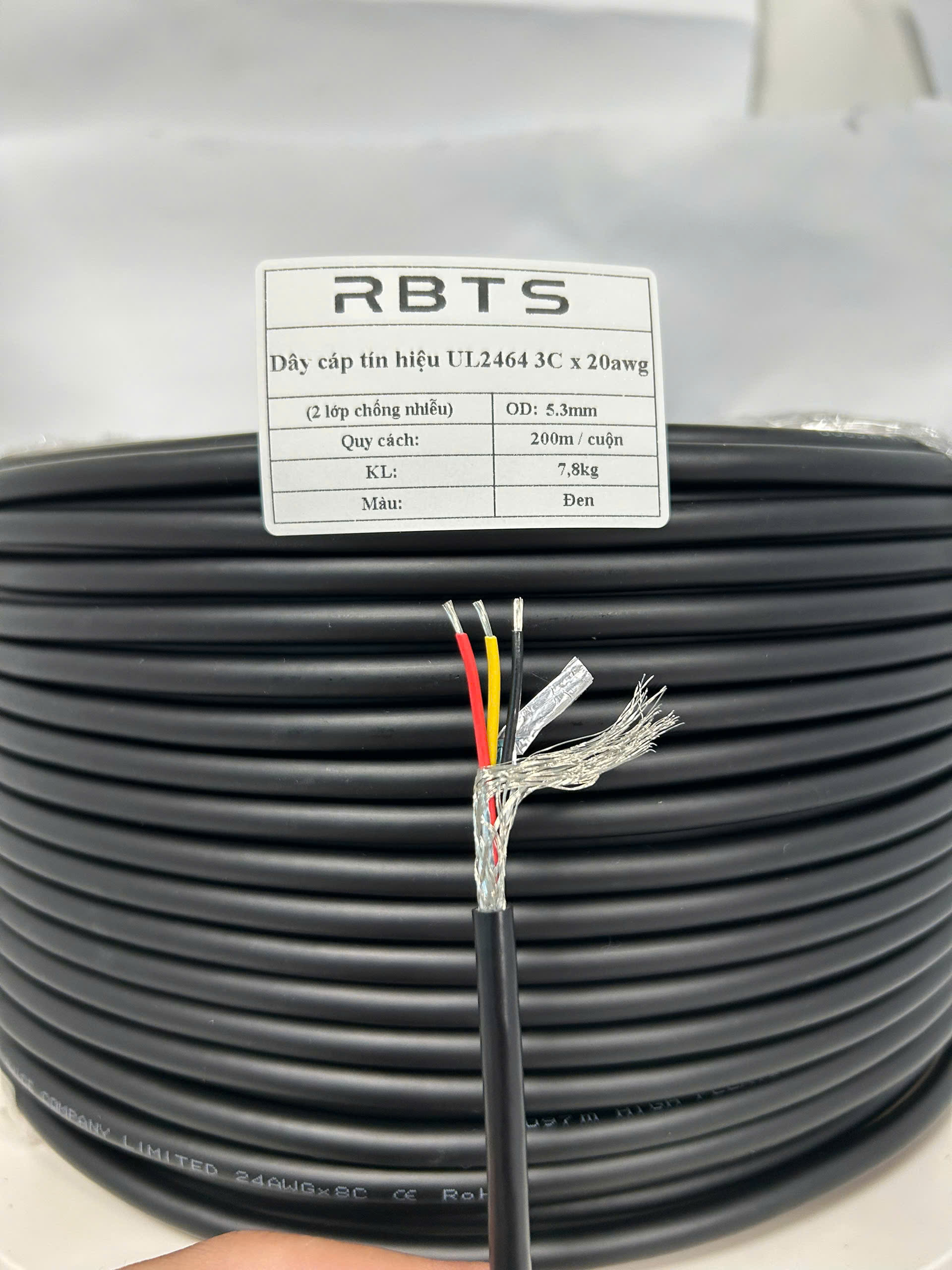 UL2464-3C20L2 - Dây cáp tín hiệu UL2464 3C 20awg, Tiết diện lõi 0.52mm