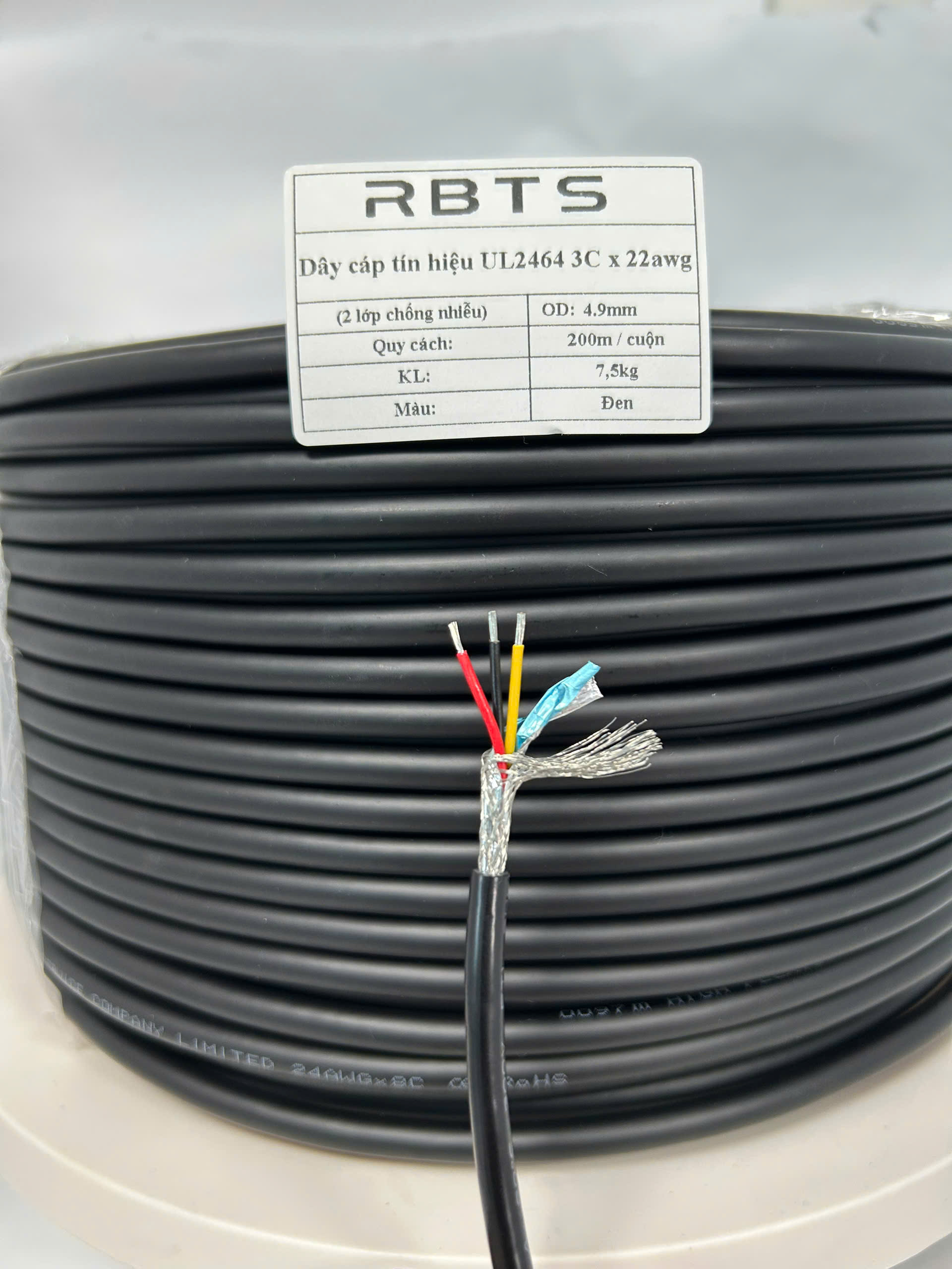 UL2464-3C22L2 - Dây cáp tín hiệu UL2464 3C 22awg, Tiết diện lõi 0.32mm