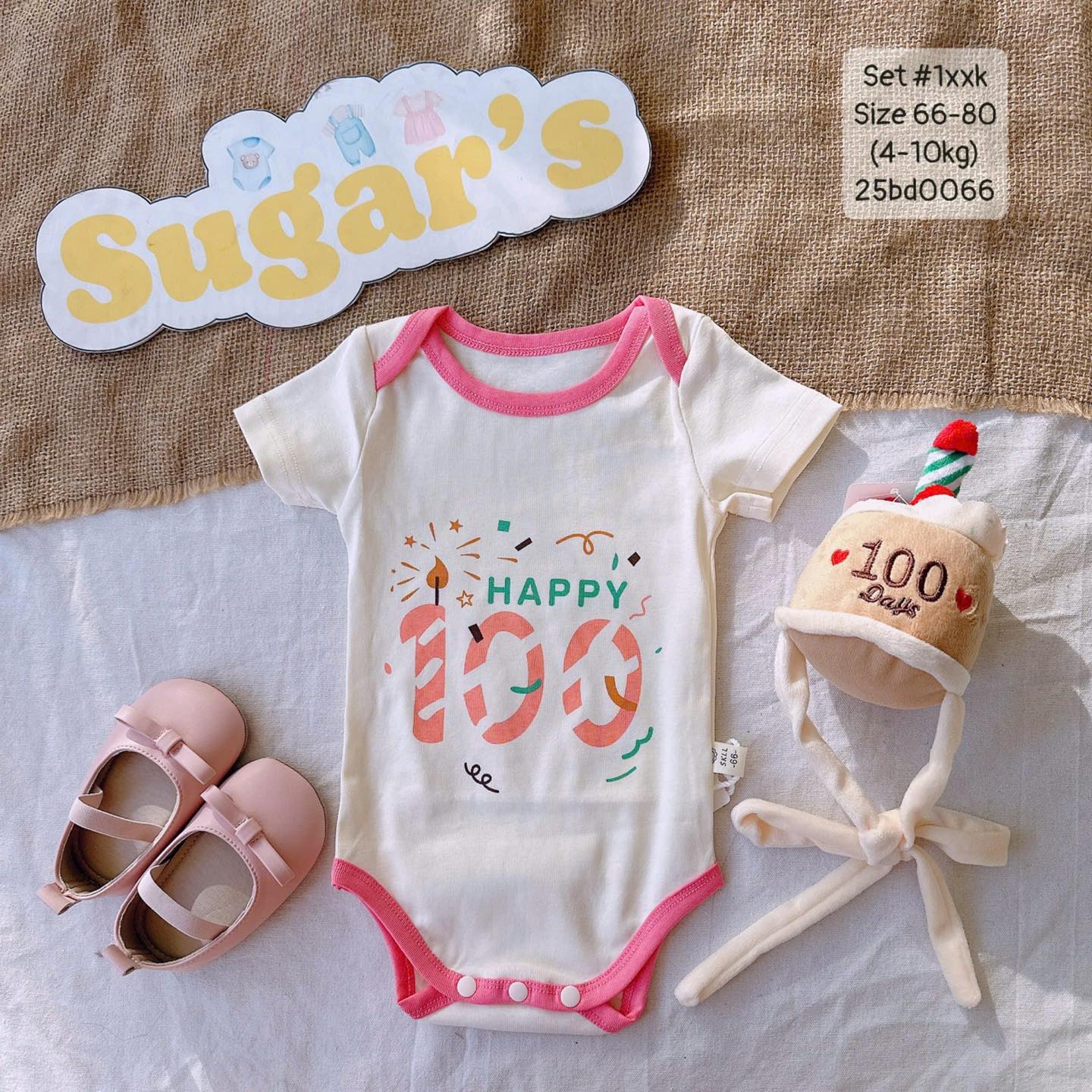 Body suit happy 100 days cho em bé trai, em bé gái