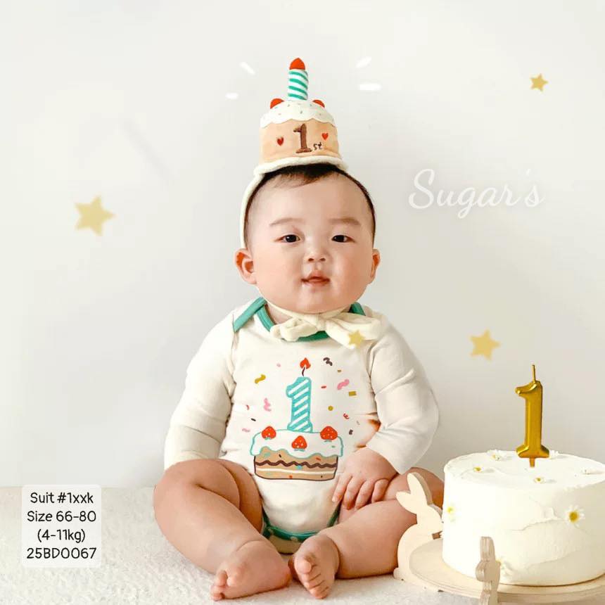 Body suit sinh nhật 1 tuổi cho em bé trai, em bé gái