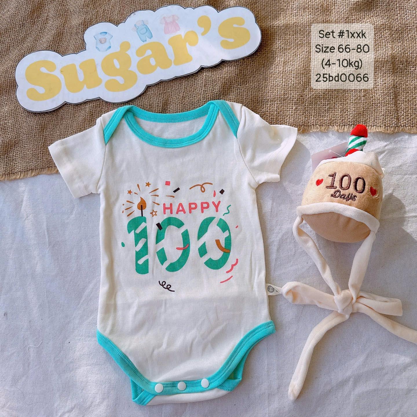 Body suit happy 100 days cho em bé trai, em bé gái