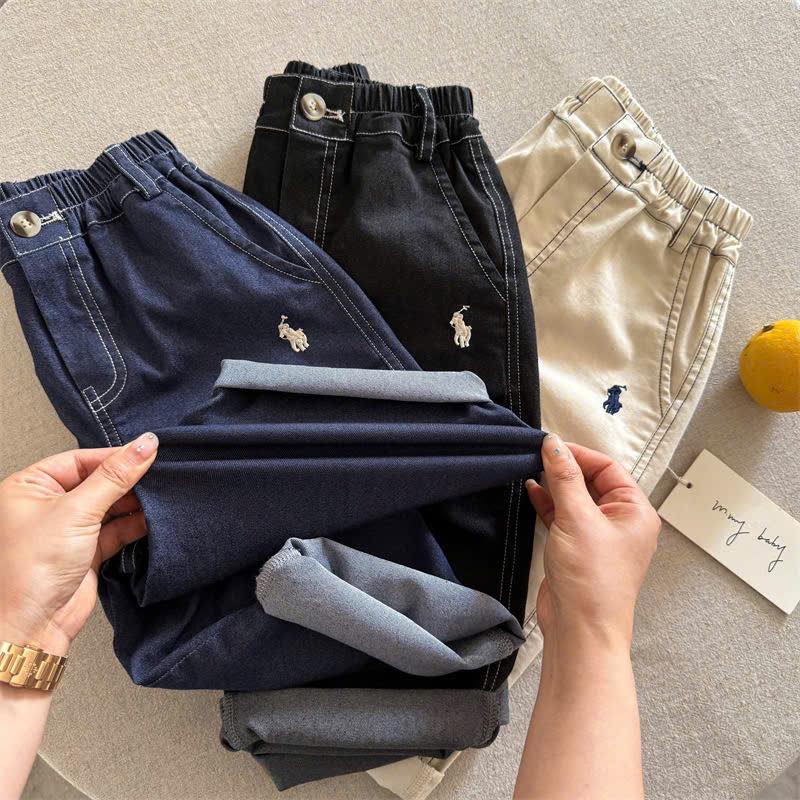 Quần jeans polo viền chỉ nổi cho bé trai