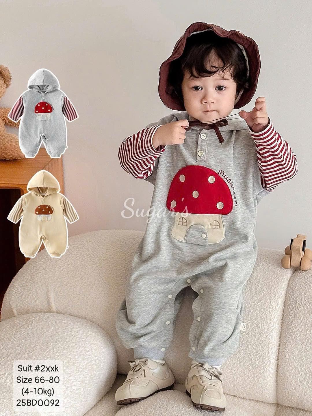 Suit nấm Mushroom liền thân cho em bé trai