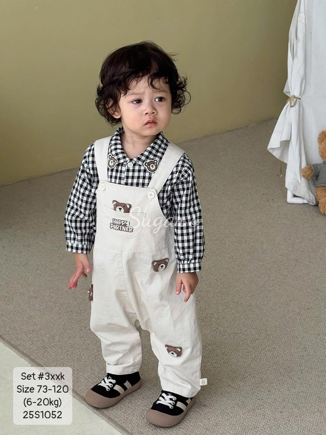 Set yếm kèm áo sơ mi cho em bé trai, em bé gái siêu cute