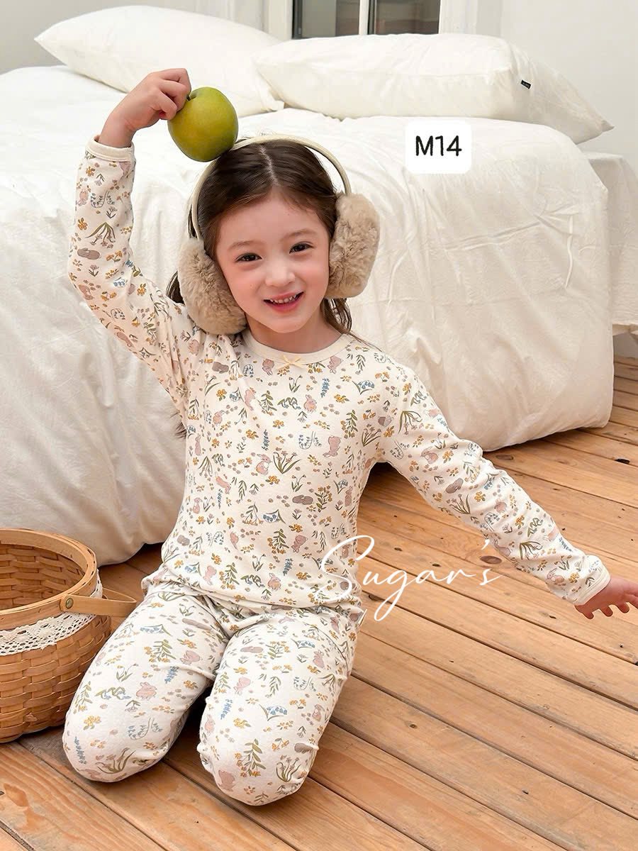 Bộ ngủ thu đông họa tiết mới cho bé gái