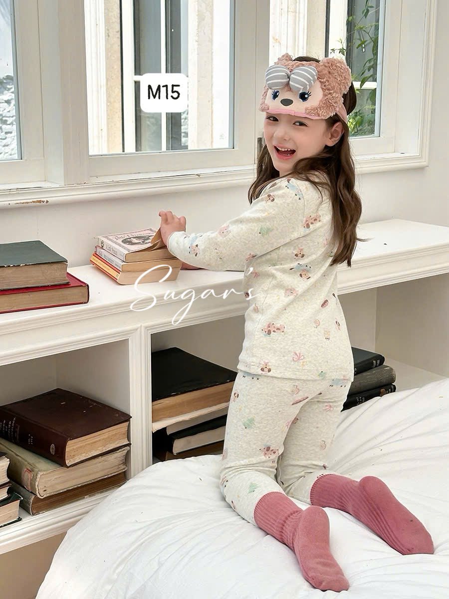 Bộ ngủ thu đông họa tiết mới cho bé gái