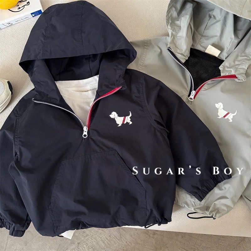 Áo khoác gió ngực chó cho bé trai