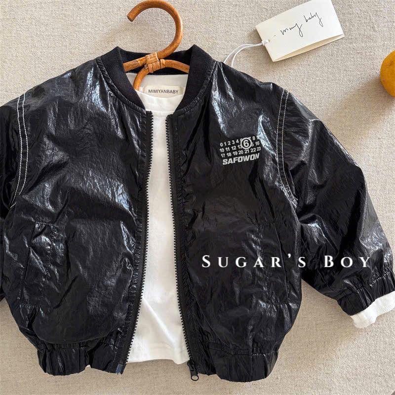 Áo khoác bomber da bóng bé trai