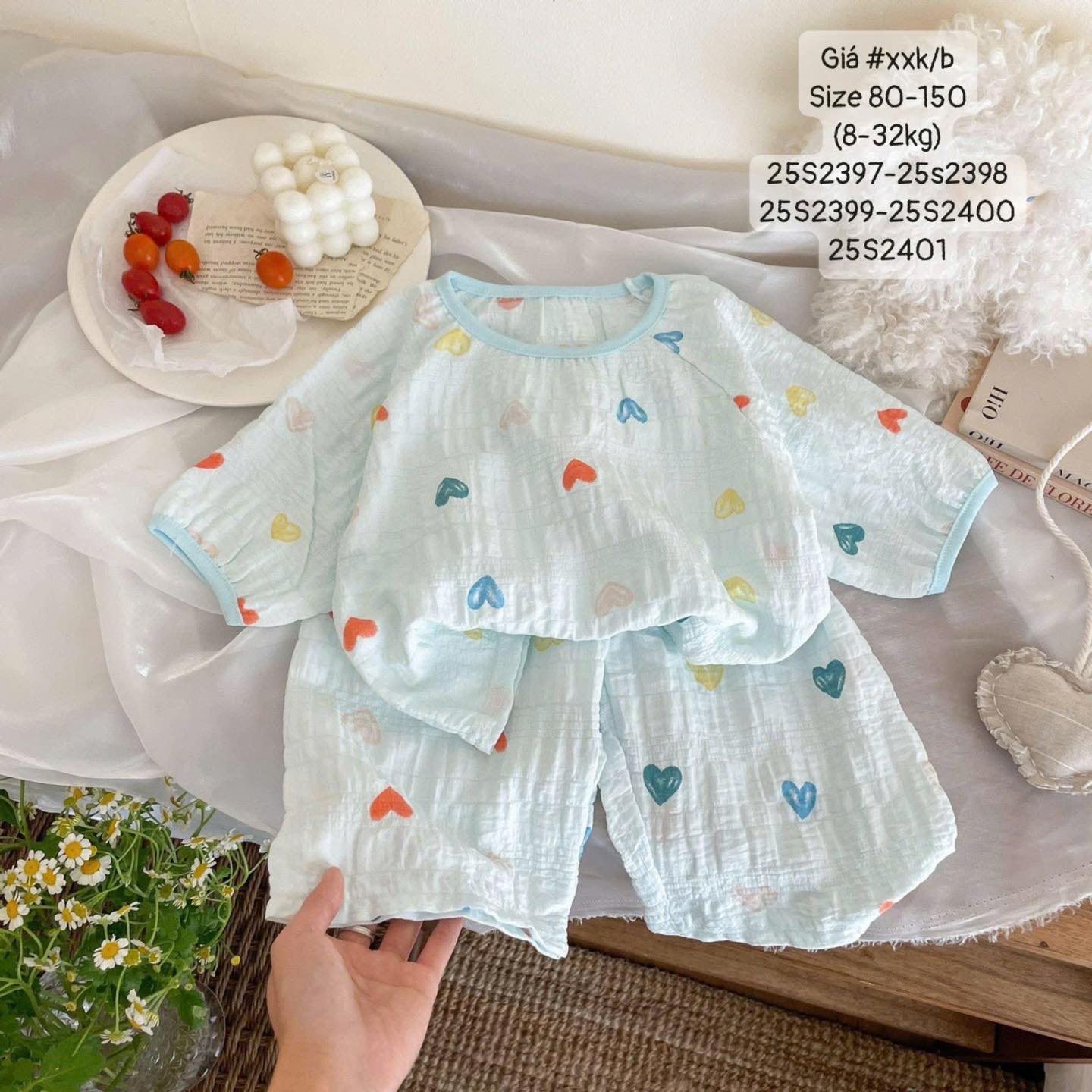 Bộ ngủ đũi xinh yêu nhiều họa tiết cho bé gái