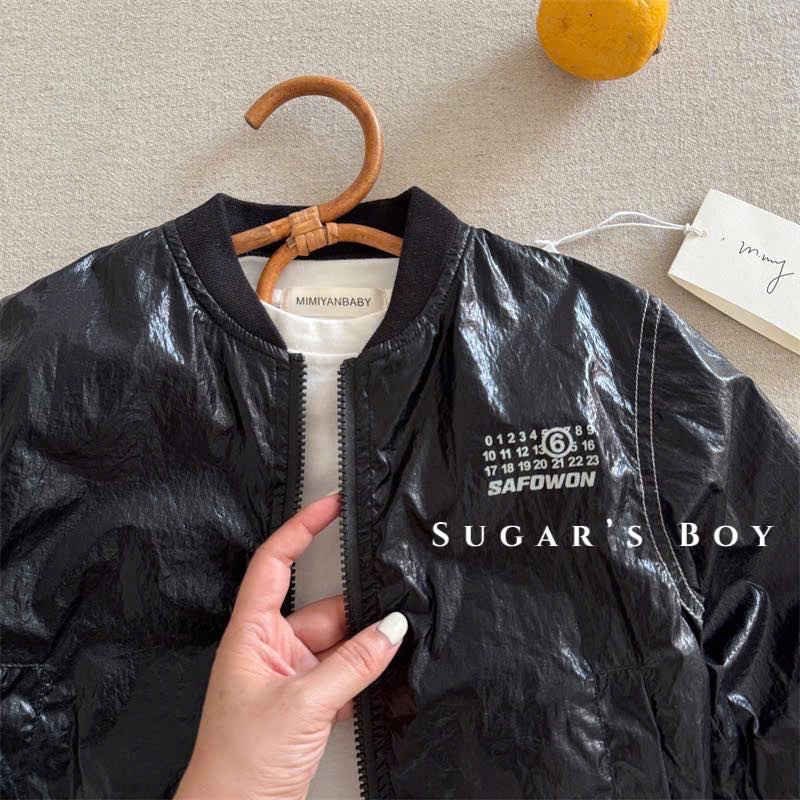 Áo khoác bomber da bóng bé trai