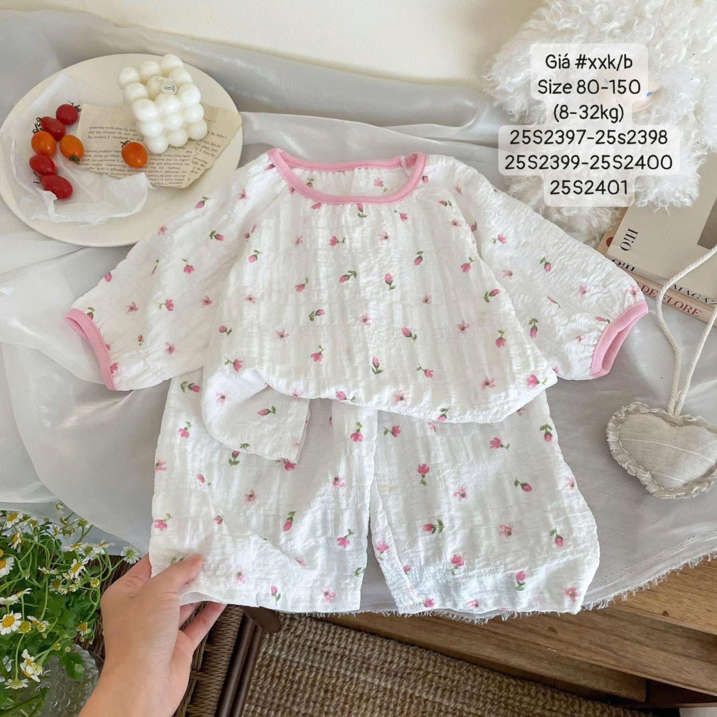 Bộ ngủ đũi xinh yêu nhiều họa tiết cho bé gái