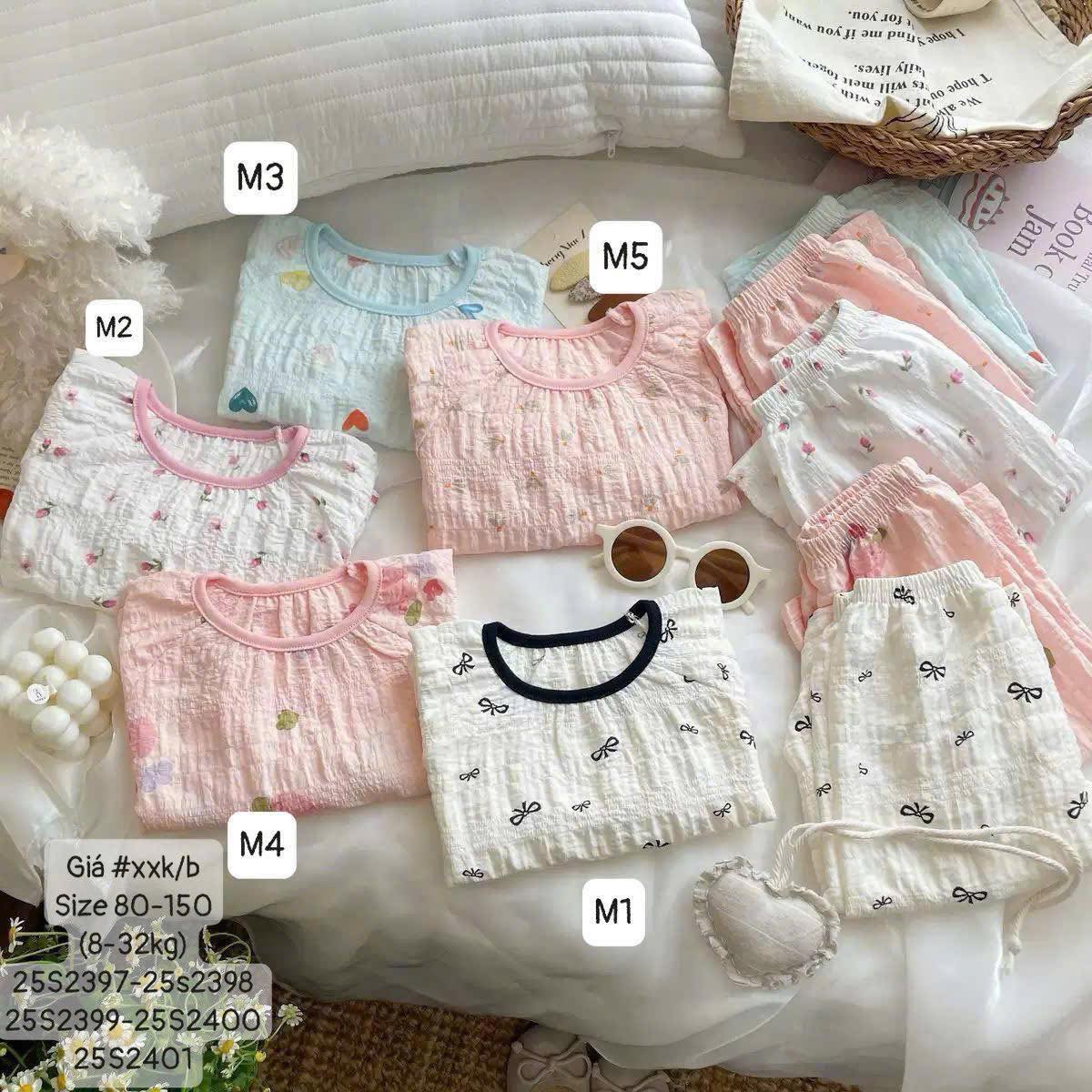 Bộ ngủ đũi xinh yêu nhiều họa tiết cho bé gái