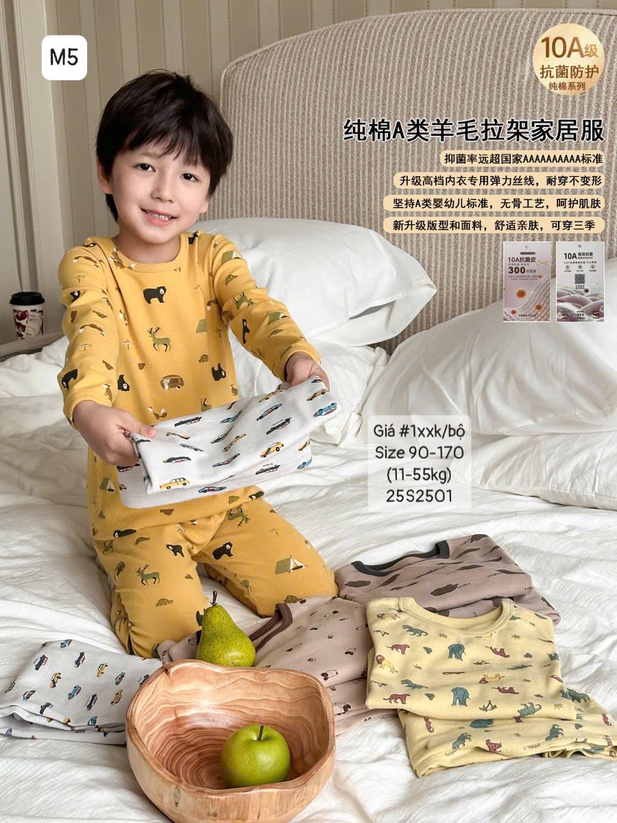 Bộ ngủ dài tay hãng Ambb mẫu mới cho bé trai