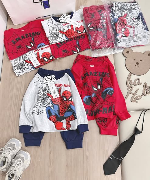 COMBO 2 BỘ NGỦ DÀI TAY NGƯỜI NHỆN CHO BÉ TRAI