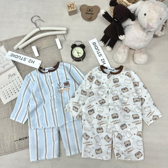 Combo 2 bộ ngủ pijama cute cho bé trai, bé gái